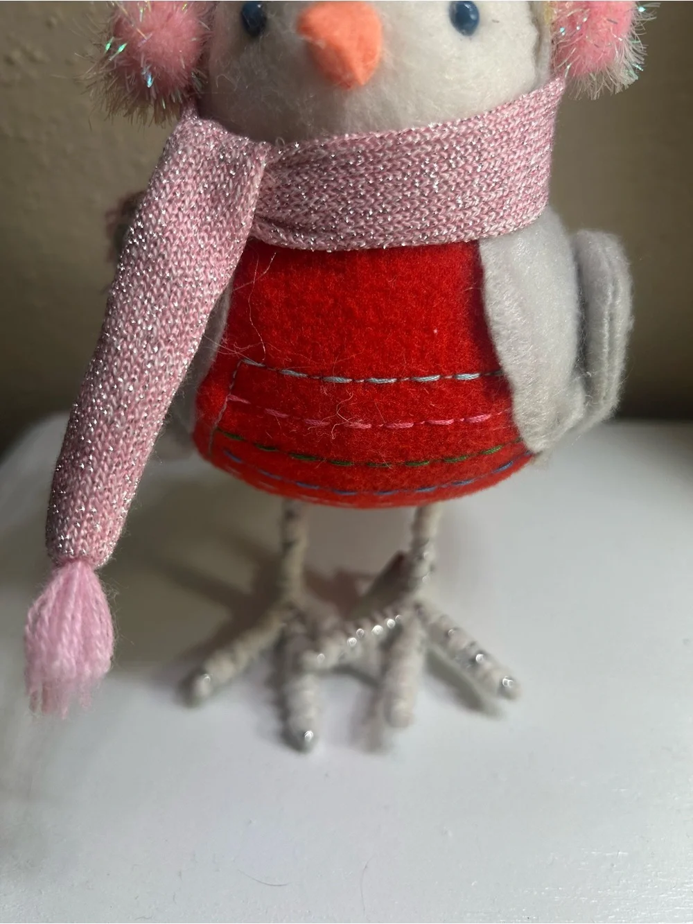 Target NOELLE Plush Holiday Bird in Red, Pink, Cream
